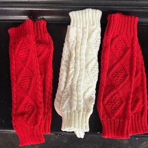 Red and White Knit wristlets set of 3
